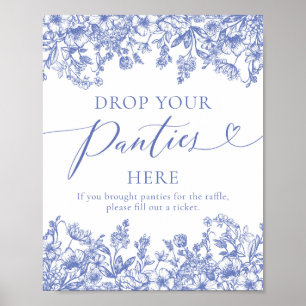 Poster Dusty Blue Floral Largue suas calças aqui Sinal de