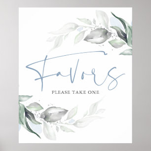 Poster Dusty Blue Greenery e Silver Leaves Sinal de Favor