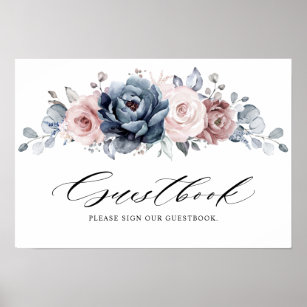 Poster Dusty Blue Mauve Rose Pink Slate our guestbook