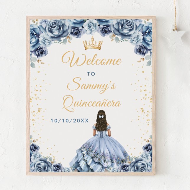 Poster Dusty Blue Princess Quinceañera Bem-vinda (Criador carregado)