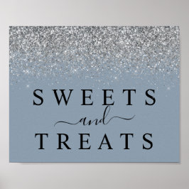 Poster Dusty Blue & Silver Sweets & Treats Sinal de deser