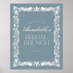 Poster Dusty Blue Talavera Fiesta Bridal Brunch
