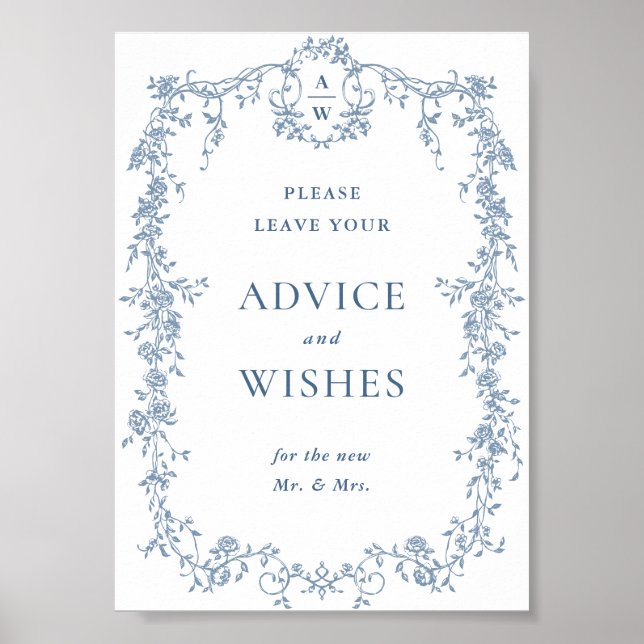 Poster Dusty Blue Victorian Advice & Wish Sign (Frente)