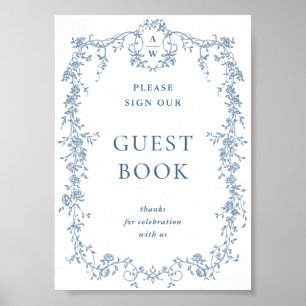 Poster Dusty Blue Victorian Grace Guestbook Sinal de Casa