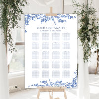 Dusty Blue Vintage Casamento Floral 20 Assentos de