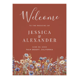 Pôster Dusty Blue Wildflower 24x36 Rust Wedding Welcome