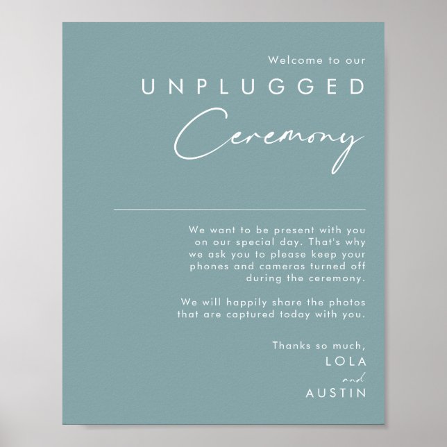 Poster Dusty Boho | Blue Unplugged Ceremony Sign (Frente)