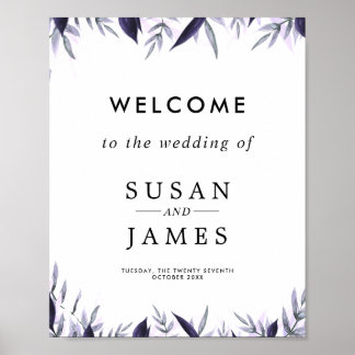 Poster Dusty Botanical Floral Wedding Wedding Sign