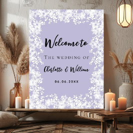 Poster Dusty lavender snowflakes wedding welcome sign