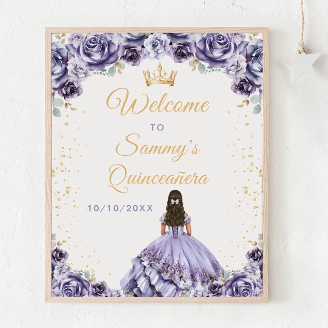 Poster Dusty Purple Princess Quinceañera Bem-vinda (Criador carregado)