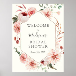 Poster Dusty Rosa Mauve Florals e Greenery - Sinal de Boa
