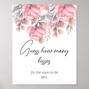 Poster Dusty Rose Floral quantos beijos chá de noiva