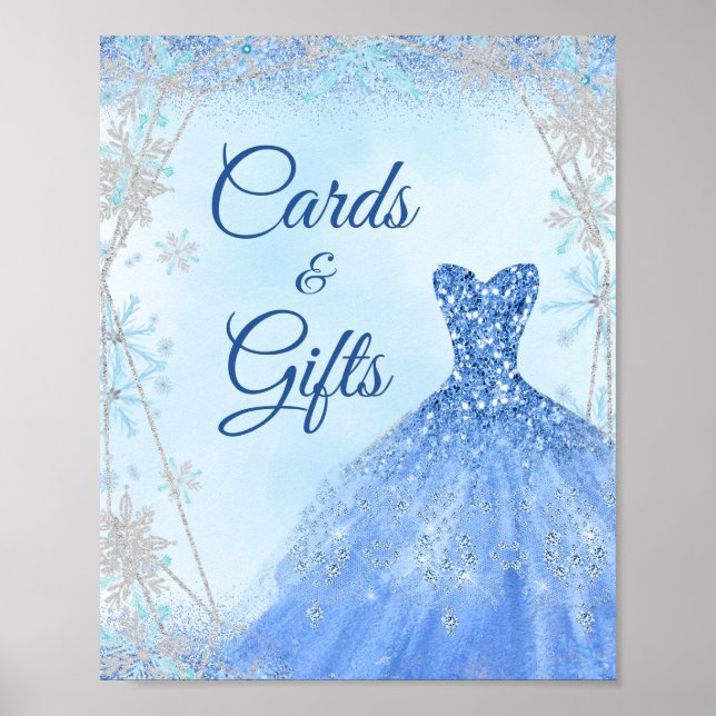 Poster Dusty Royale Winter Snowflake Princesa Quinceañera (Frente)