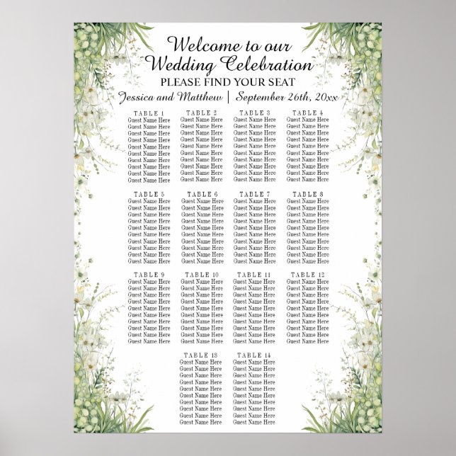 Poster Dusty Sage Green 14 Mesas (Frente)