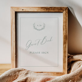 Poster Dusty Sage Guest Book Wedding Table Sign Decor
