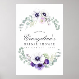 Poster Dusty Violet Floral Chá de panela Bem-vindo
