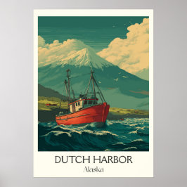 Poster Dutch Harbor Alaska Fishing Boat