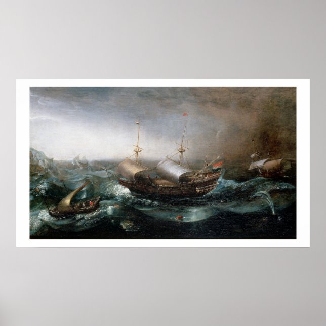 Pôster Dutch Merchant Vessels and a Smalschip Accompanied (Frente)