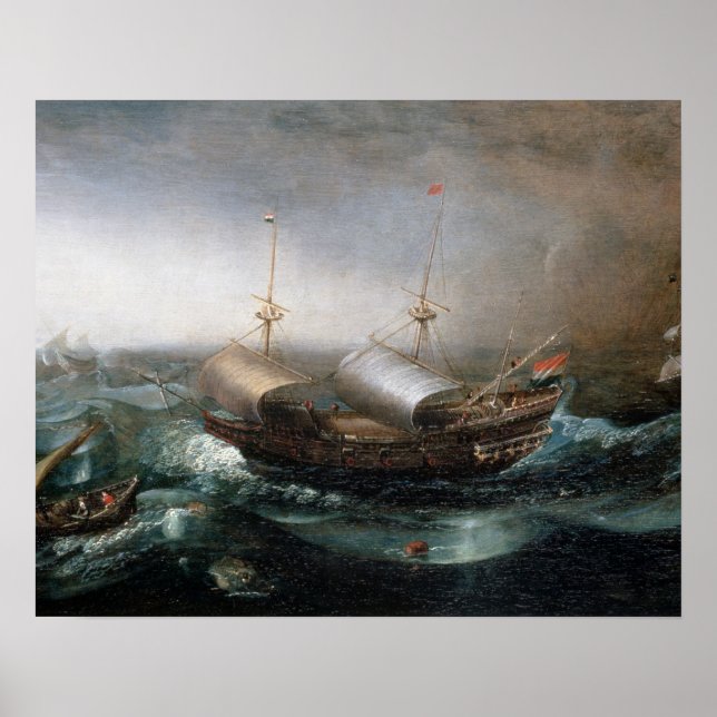 Pôster Dutch Merchant Vessels and a Smalschip Accompanied (Frente)