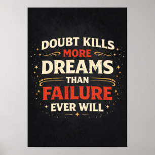 Poster Dúvida vs Fracasso vs Sonhos - Motivação para o Su