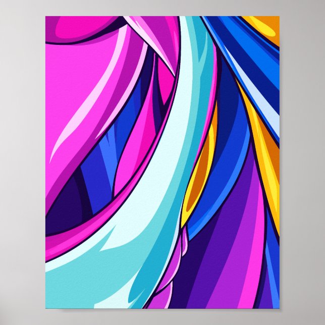 Poster Dynamic Abstract Flow of Colorful Curves (Frente)