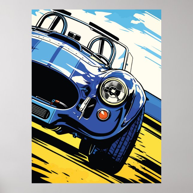 Poster Dynamic Blue Roadster Pop Art Dash (Frente)