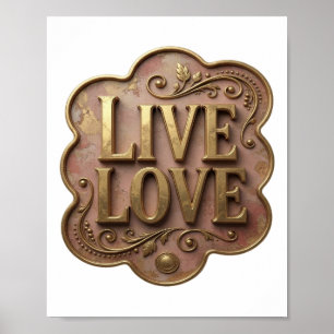 Poster Dynamic Gold VIVA AMOR Design Moderno