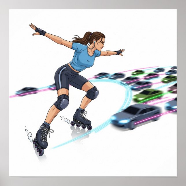 Poster Dynamic Urban Rollerblader Art Design (Frente)