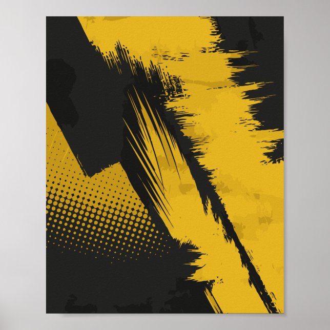 Poster Dynamic Yellow Paint over Dark Surface (Frente)