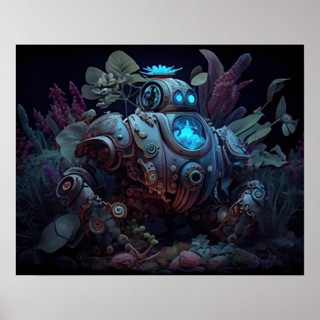 Poster Dystopian Robot e Plantas (Frente)