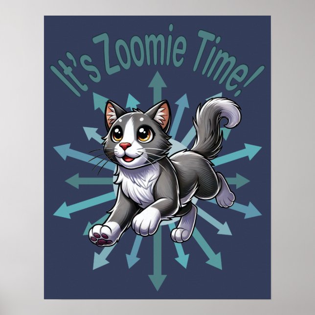 Poster É a Cinza de Zoomie Gato de Biolor (Frente)