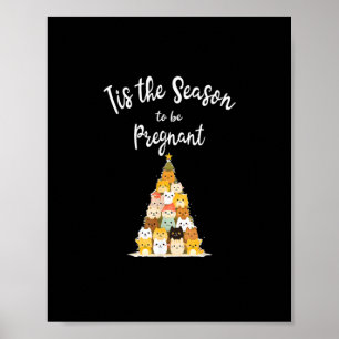 Poster É a Época de Grávida Árvore de Natal Bonita Homens