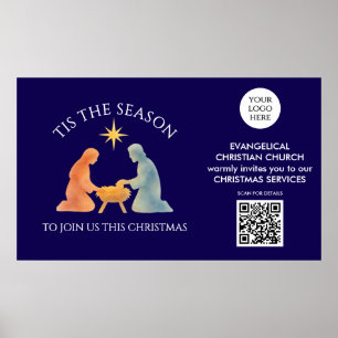 Poster É A ÉPOCA DO ANO Logotipo QR Serviços Igreja Natal