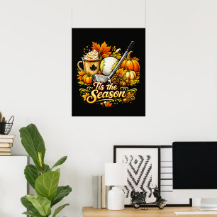 Poster É a Temporada Outono Golfe Café de Abóbora e Espec