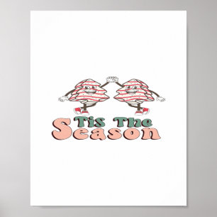 Poster É a Temporada Retro Groovy Natal Vintage Chri