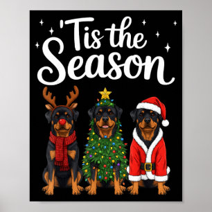 Poster É a Temporada Rottweiler Natal Papai Noel Rottie D