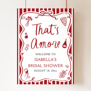 Poster É Amore italiano Red Chá de panela bem-vindo