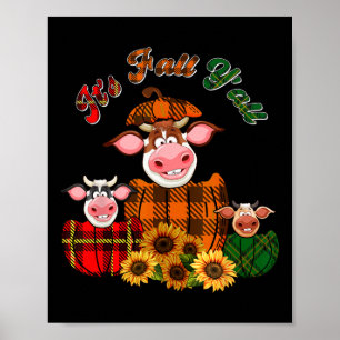 Poster É Autumn Y'all Ação de Graças Vacas Dentro Queda P