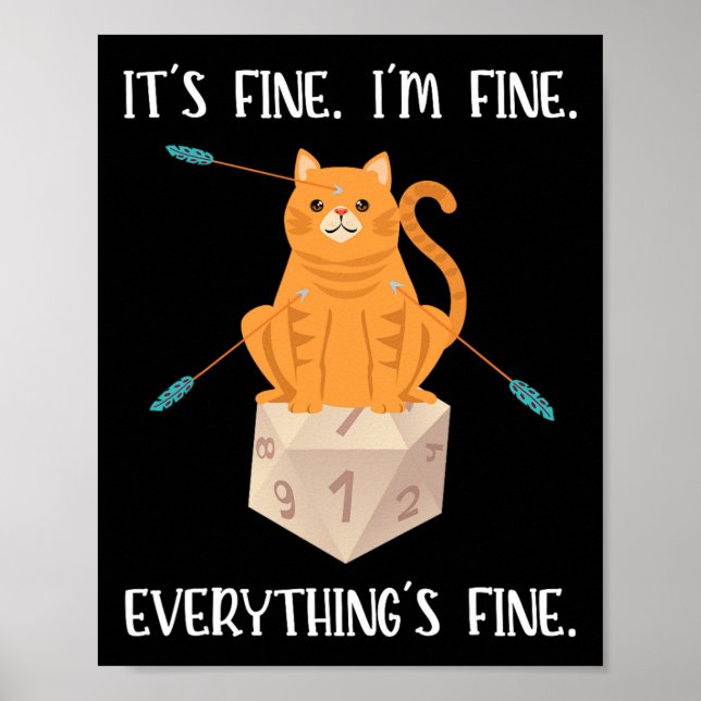 Poster É Bom Gamer De Rpg Gato D20 Dice Geek  (Frente)
