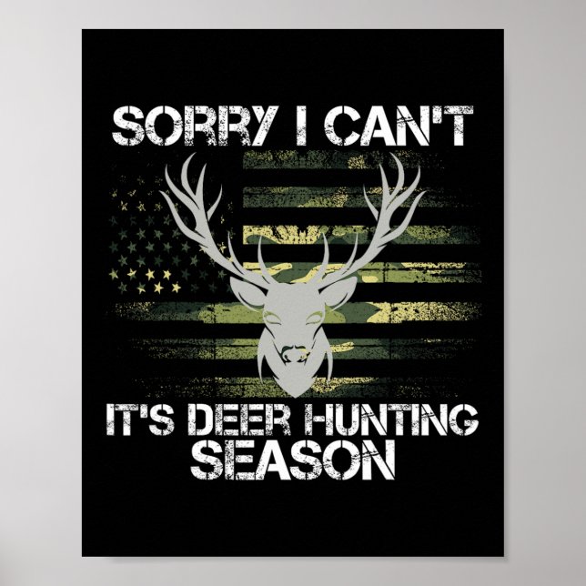 Poster É Deer Hunting Season Usa Flag Funny Deer Hunte (Frente)