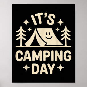 Poster É Dia de Acampamento Divertida Aventura ao Ar Livr