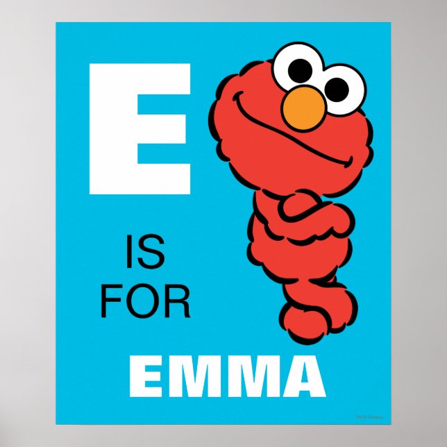 Poster E é para Elmo | Adicione seu nome (Frente)