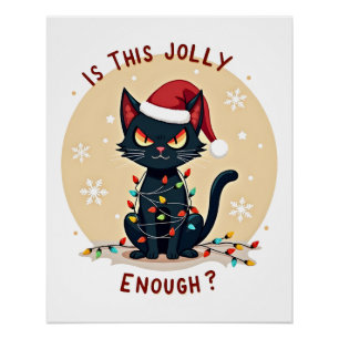Pôster É Este Árvore de Natal de Gato Preto Engraçado Jol