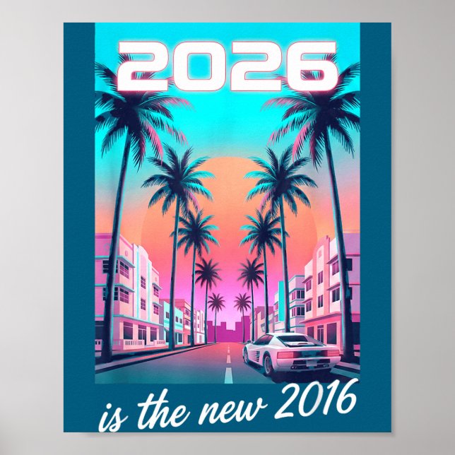 Poster É Estética de Carro Synthwave Retrô 2016 (Frente)