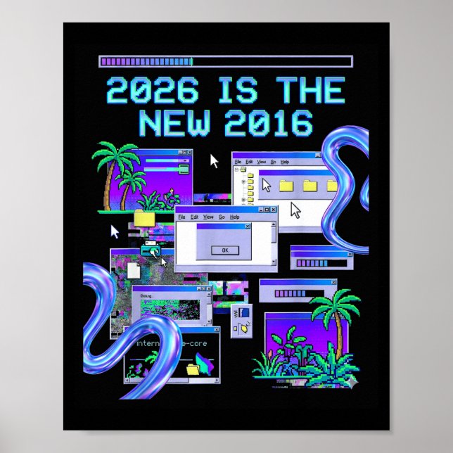 Poster É estética de computador pixel Vaporwave de 2016 (Frente)