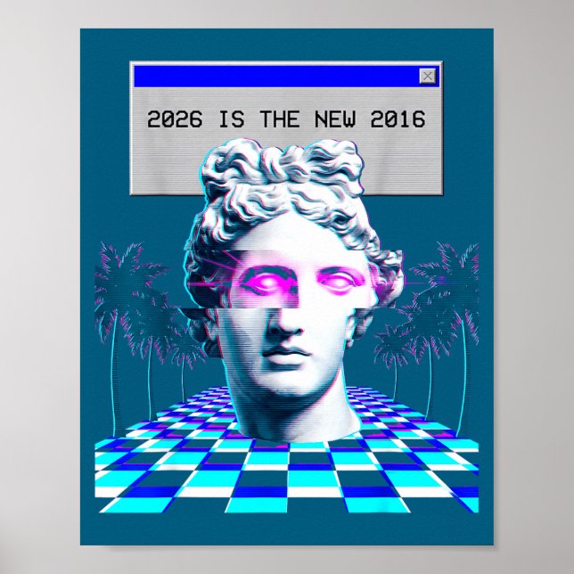 Poster É estética de estátua Vaporwave Glitch de 2016 (Frente)