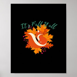 Poster É Fall Y’all Cute Autumn Fall Folhas