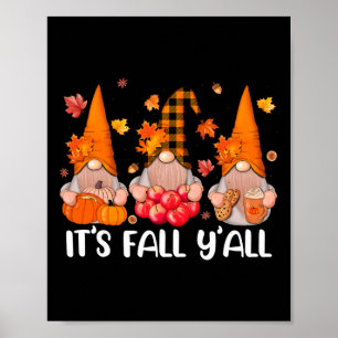 Poster É Fall Y'all Gnomos Dia de Ação de Graças Autu