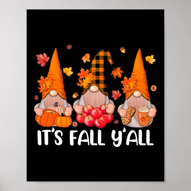 Poster É Fall Y'all Gnomos Dia de Ação de Graças Autu (Frente)