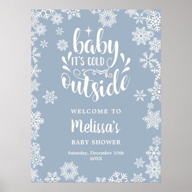 Poster É Frio Lá Fora Bebê de Inverno Bem-vindo ao Chá de (Frente)